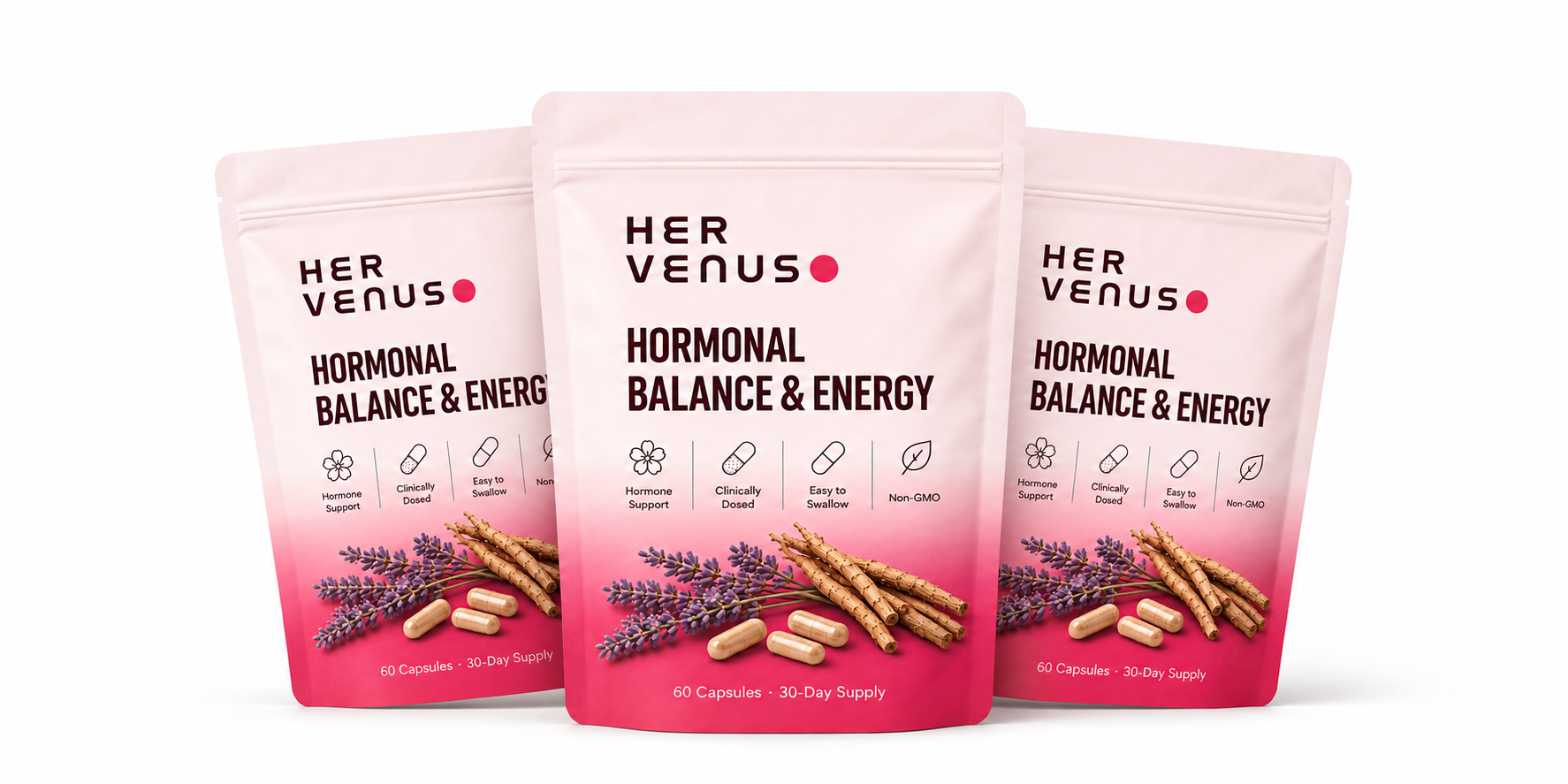 HER VENUS Hormonal Balance & Energy — 60 capsules, 30-day supply.